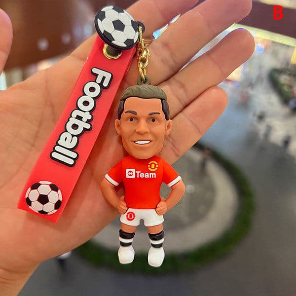 Fodbold Ronaldo Spillerfigur Fodboldstjerne Nøglering Taskevedhæng BB B