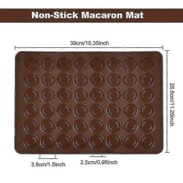 2 stk. Macaron Bagemåtte, Silikone Bagemåtte med 48 Huller Kapacitet Bagepladeforme Non-Stick Macaron Bagepladesæt
