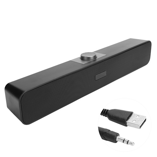 A6 Trådbunden Högtalare TV Hemmabio Stereo Bas Högtalarlåda för Bluetooth AUX Svart
