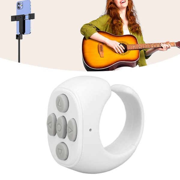 Bluetooth Fjärrkontroll Multifunktionell Ringdesign Trådlös Telefon Selfie-utlösare för Hemmet Vit