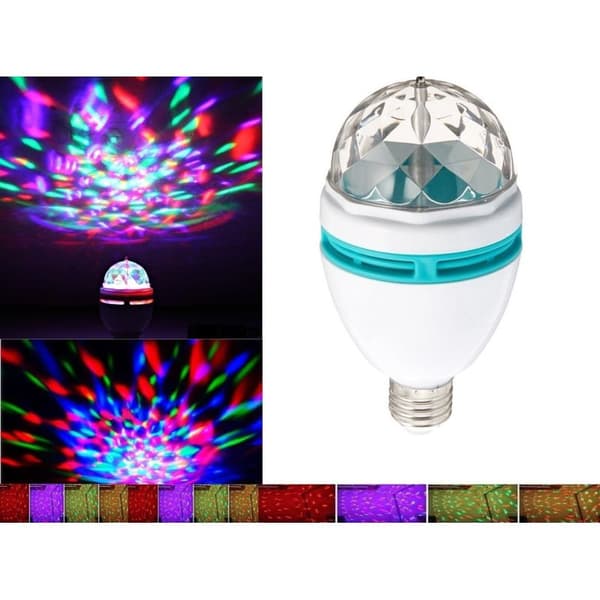 RGB monivärinen LED-lamppu, E27-liitin, pyörivä värillinen LED-valo, 3 wattia 3W