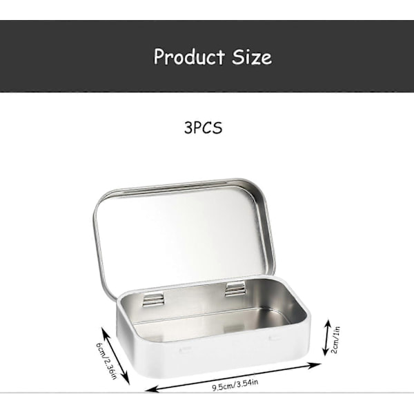 Rectangular Metal Empty Hinged Tin, 3pcs Mini Portable Box Small Storage Box Beads and Jewelry Small Items, Sorting[TT]