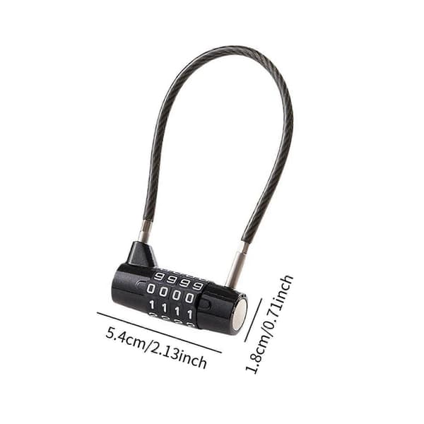 Kabel Lås Robust 4-cifret Kombinationshængelås til Værktøjskasse Skur Hasp Opbevaring[D] Sort Black 17.5cm Cable