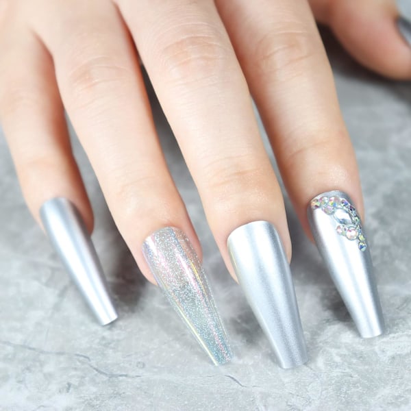 Perfekt present för kvinnor, återanvändbara lösnaglar med gradientdesign, lättapplicerad nagelkonst av salongskvalitet, akrylnaglar med full täckning, press-on-naglar
