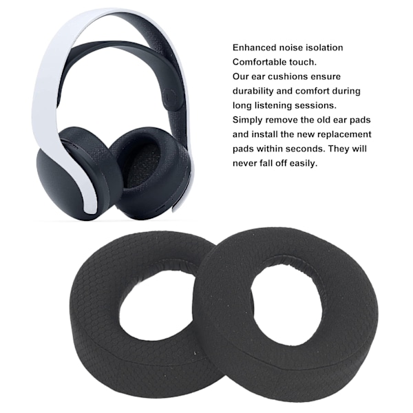 Öronkuddar Ersättning för PS5 Pulse 3D Trådlöst Headset Öronkuddar med Ljudisolerande Skum