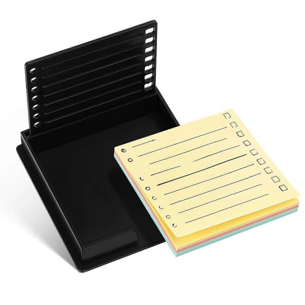 Memo Pad Template Practical Note Holder for Office, Study, Home Use Black 7.60X7.60X1.00CM Large Capacity 1Set Black[TT] Black 7.60X7.60X1.00CM