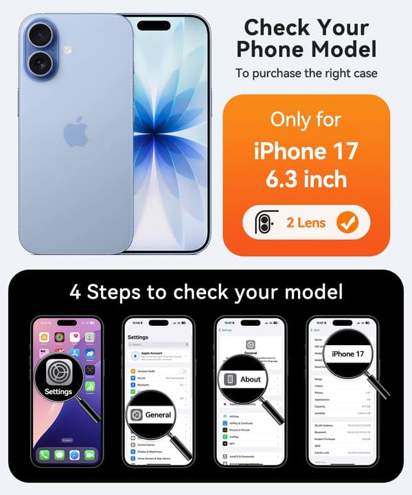 Magnetic Case for iPhone 17 (6.3\"), Upgraded [Full Camera Protection] [MagSafe Compatible] Shockproof Protective Cover
