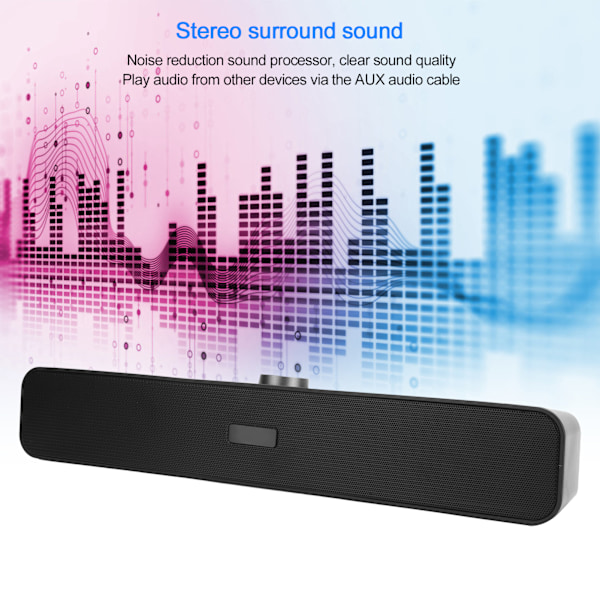 A6 Trådbunden Högtalare TV Hemmabio Stereo Bas Högtalarlåda för Bluetooth AUX Svart