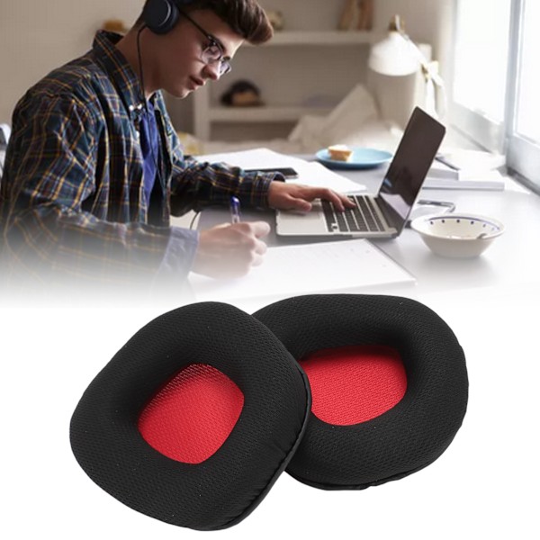 2 st Ersättningsöronkuddar Ljudisolering Proteinläder Andningsbara Mesh Öronkuddar för Corsair Void Wireless för Void USB för Void Pro USB Röd