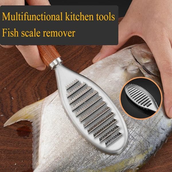 Stainless Steel Garlic Press and Fish Scale Scraper - Kitchen Utensil Set, Durable