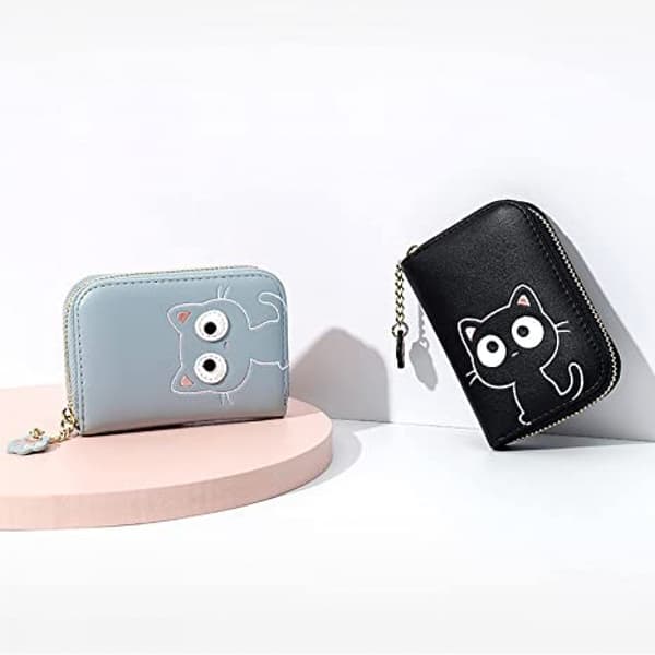 AVEKI Kawaii Pung til Piger Sød Katteklo Lynlås Kortholder Organizer Damepung, Klo Blå