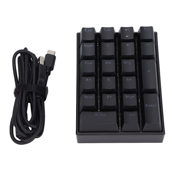 Trådbundet tangentbord Stepped Keycap Fadeless Durable Bakgrundsbelyst 21 Tangenter LED Mekaniskt Tangentbord Grön Axel