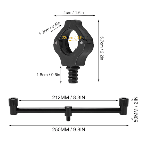 Karpefiskestangbrakett Stativ Karpefiske Buzz Bars Svart Magnetisk Holder Hode(2 Hoder 25cm Brakett 2 Hode )