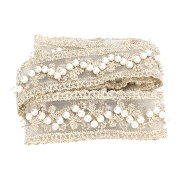 Blondebånd 2 meter Elegant perlestil klart mønster Beige DIY gjør myk hudvennlig Sy stoff til dekorasjon