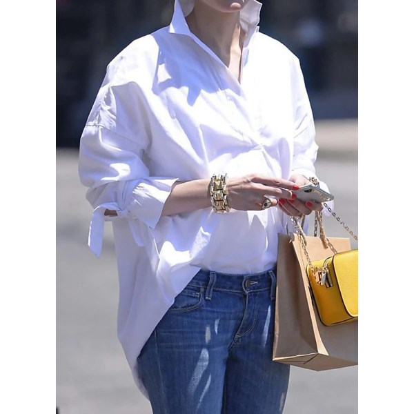 1 STK Langermet skjorte for kvinner – hvit white M