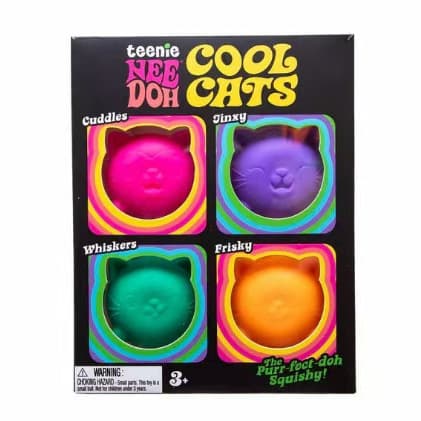 NeeDoh Cool Cats Squishy Leksaksset Mjuk Sensorisk Stresslindrande Fidgetleksak Söt Kattpresent 4 ST