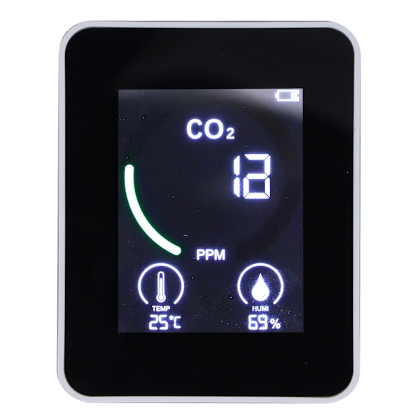 5 i 1 Koldioxidmätare ABS Elektroniska Komponenter 1500mah Temperatur Luftfuktighetsmätare för Hemmakontor Vit