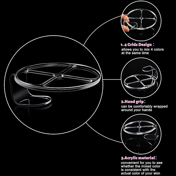 Blandningspalett för Foundation, Transparent Sminkspatel Verktyg Förbättrar Precisionen, Vikbar Palett med Förvaringsfunktion, Akrylmaterial För
