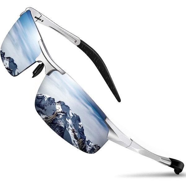 Solbriller Herre sportsbriller Dame polariserede spejlretro kørsel førerbriller UV400 beskyttelse til kørsel Rejser Golf fest og fritid Silber