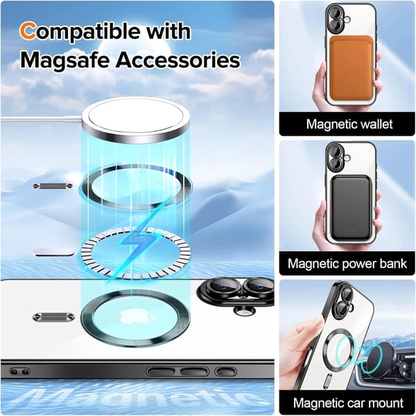 iPhone 16 Case - Metallic Case with Magnetic Compatibility, Slim Design - green[TT] green