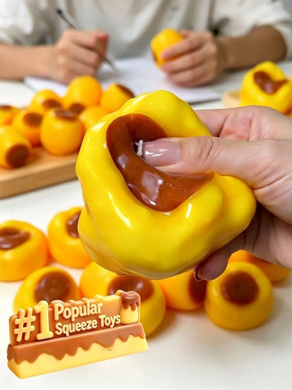 Karamelbudding Stressbold Squishy Knasende Perlefyldt Ikke-rebound Håndlavet Taba ASMR Angstlindring Til Voksne Festgave