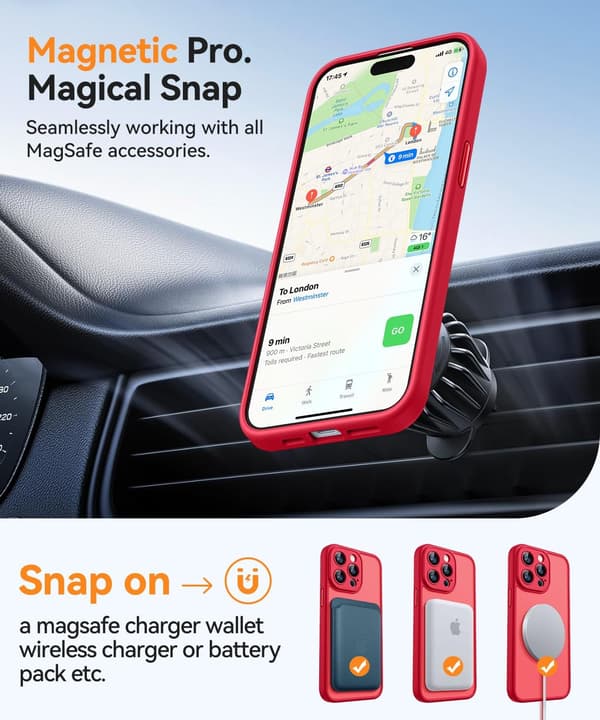 Magnetic Case for iPhone 16 Pro Max with Full Camera Protection [MagSafe Compatible] [Transparent Matte] Protective Phone Case, Hot Pink Red[TT] Red iPhone 14 Pro