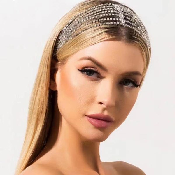Glittrande Strass-tofs, Glamorösa Dag- och Kvällslooks för Kvinnors Skalbara Hårnål med 7 Rader Strass, Glänsande och Enkel Smyckesdesign för