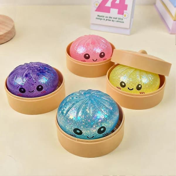 Glitter Dumpling Squishy Box Set Mjuk för Stresslindring Sensorisk Lek Present Blue