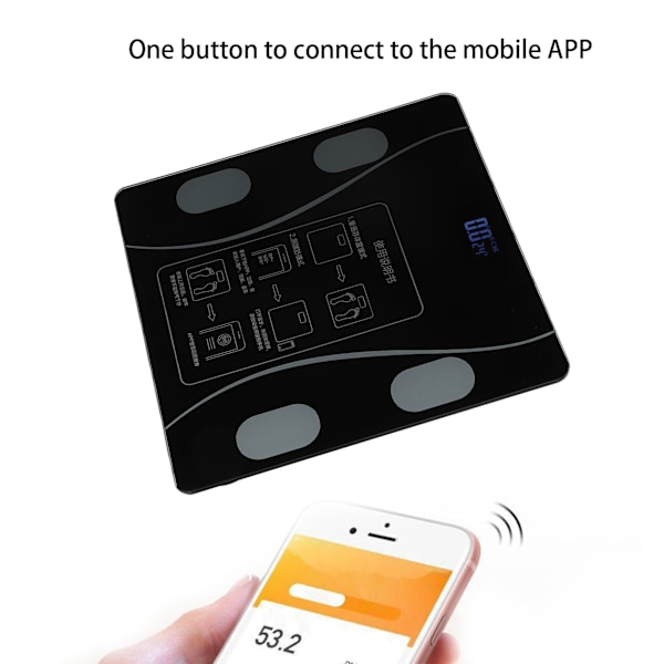 Smart Kroppsskala Bluetooth Elektronisk Hjemme Oppladbart Nøyaktig Digital Vektskala for Fett