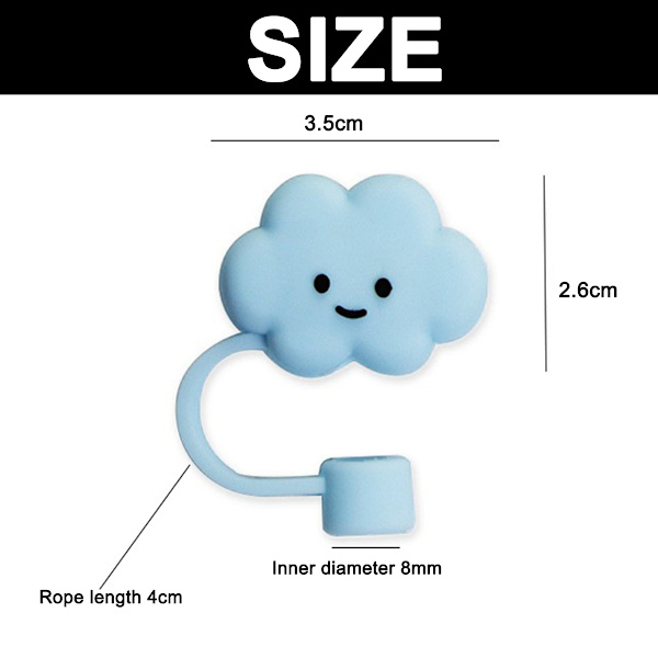 12 st silikonhalmskydd set Cactus Cloud Heart Shape Cover , återanvändbara dammpluggar set Spillskyddade sugrörsspetsar cover Cartoon Cup
