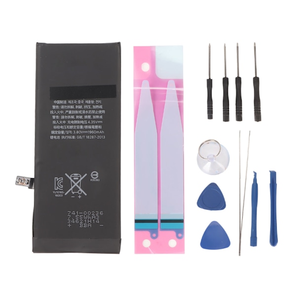 Ersättningsbatteri 7.45Wh 1960mAh Svart Säkert Effektivt Telefon Ersättningsbatteri Reparationsverktyg för IPhone 7 A1660 A1778 A1779