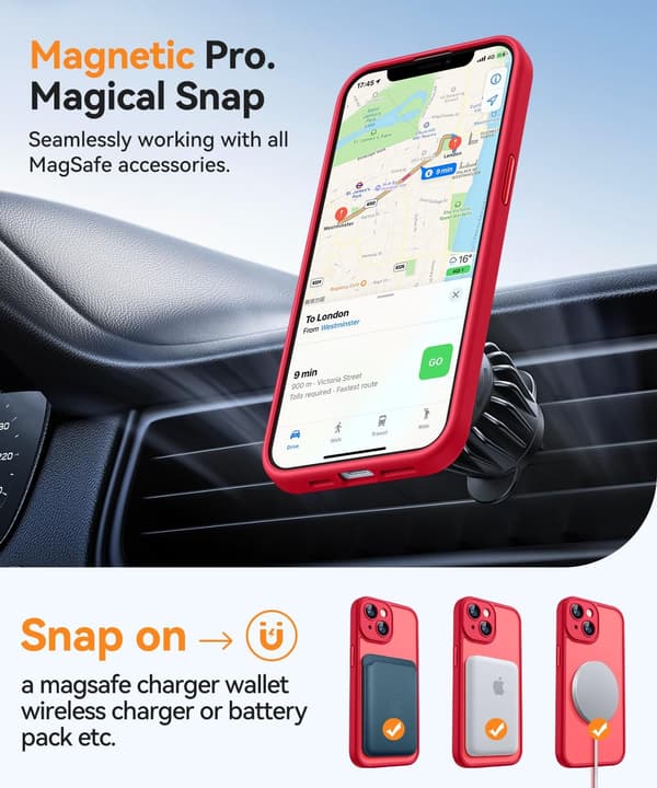 Magnetic Case for iPhone 16 Pro Max with Full Camera Protection [MagSafe Compatible] [Transparent Matte] Protective Phone Case, Hot Pink Red[TT] Red iPhone 13