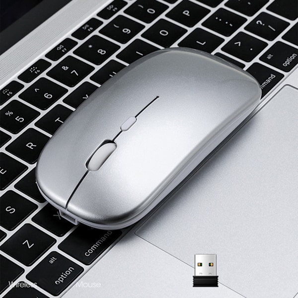 Trådlös Bluetooth-mus, LED Dual Mode Uppladdningsbar Tyst Ultratunn Laptopmus, Portabel Dual Mode Datormus