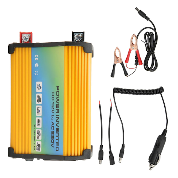 300W Modifierad Sinusvåg Inverter ABS Dubbel USB DC12V till AC110V Fordons Power Inverter för Bilar Utomhus Gul