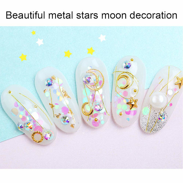 3D Guld Nagel Studs För Fingernaglar, AB Flatback Nagel Strass Professionella Verktyg, Nagel Flakes Dekorationer, Set Om 6