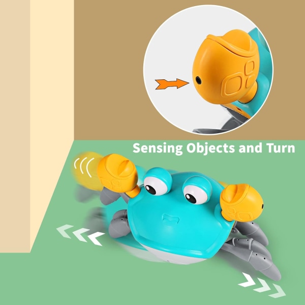 Sensing Crawling Crab, Tummy Time Baby Toys, Interactive Walking Dancing Toy med musikljud och ljus, Spädbarns roliga födelsedagspresenter Toddler , Green