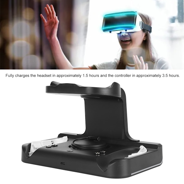 VR Laddstation USB C Snabbladdning Flera Skydd med 2 Uppladdningsbara Batterier VR Headset Kontroll Laddningsdocka för Meta Quest 3