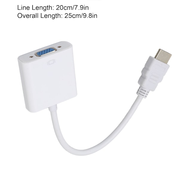 HD Multimedia Interface till VGA Adapter ABS 1080P/1.4 Utgång Plug and Play HD Multimedia Interface till VGA Konverter Vit