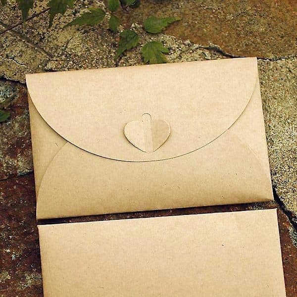 100 stk Mini Gavekort Konvolutter Håndlavede Frøkonvolutter Søde Kraftpapir 11x17,5cm 11x17.5cm