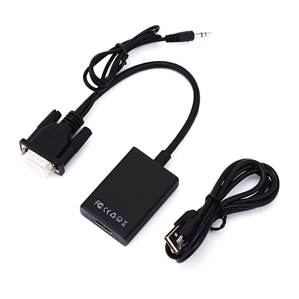 1080P HD VGA till HDMI Audio Video Kabel Adapter Konverterare med USB-Kabel För PC Dator