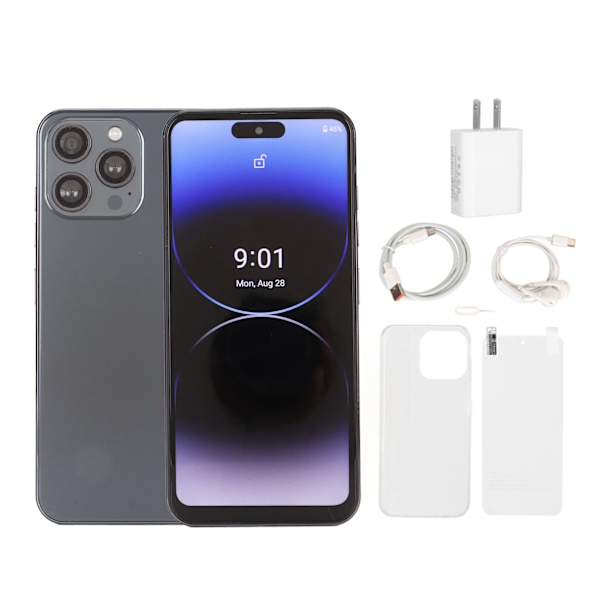 Olåst Mobiltelefon 4G 6,7 Tum HD Kapselskärm 8GB RAM 256GB ROM 16MP Front 32MP Bakre Kamera Ansiktsigenkänning Smartphone för Android 12 100 till