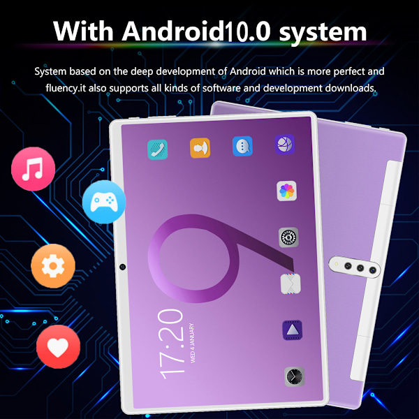 10-tums surfplatta 3GB RAM 32GB ROM 2.5GHz Octa Core CPU IPS-skärm 3 kortplatser 6000mAh 5G WiFi Guldplatta 100‑240V