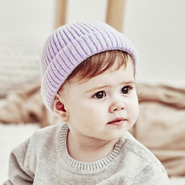 Baby höst vinter varm stickad mössa, barn enfärgad akrylfiber ullmössa[TT]