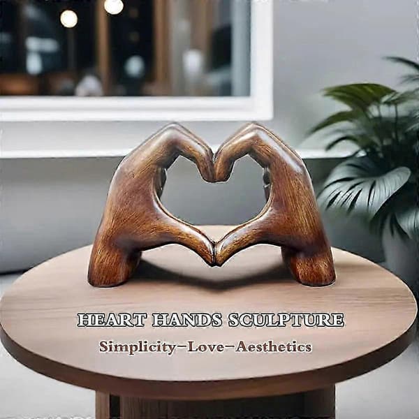 Kärleksgest Hjärtformade Händer Träskulptur Harts Heminredning[TT] 2pcs
