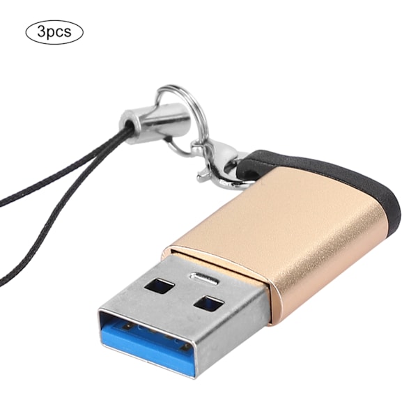 3 st USB3.0 till Typ C3.1 Hona Adapter Snodd Elektronisk Överföringskontakt (GuldSnodd)