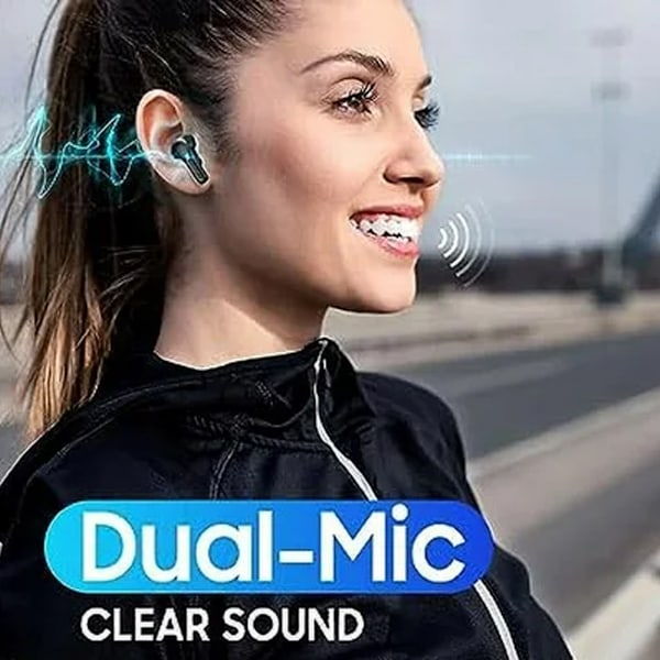 Trådlösa hörlurar Bluetooth V5.1 med LED-strömindikator och inbyggt laddningsfodral