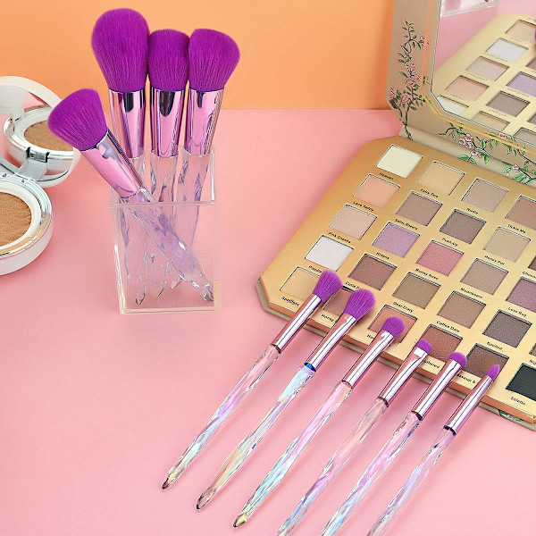 Meikkisiveltimet 10 kpl Crystal Handle Set, Premium Synteettiset Harjakset Kosmeettinen sivellin Powder Foundation Blush Concealer Blending Purple