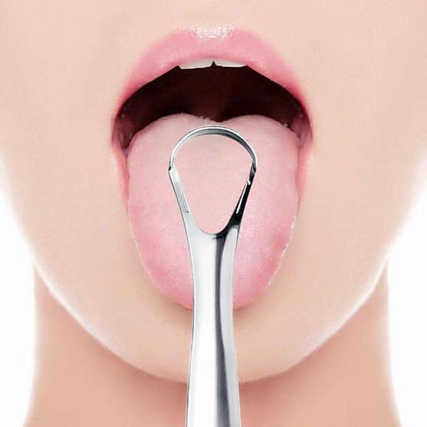 Tongue scraper in practical box - Stainless steel Silver silver
