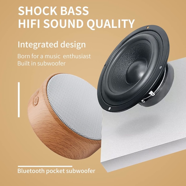 Bærbar Bluetooth-højttaler, Retro Wood Grain trådløs højttaler, Mini Subwoofer, Indbygget Mic, HD håndfri opkald/stemmemeddelelse/U-disk/TF-kort/AUX, USB White