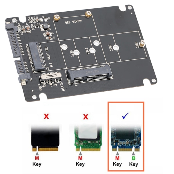 M.2 NGFF/MSATA till SATA 3.0 Adapter SSD till SATA Konverter Reader Board Datorutrustning